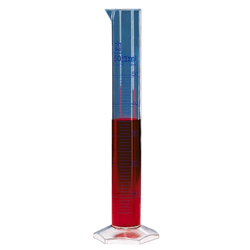 Graduated cylinder, tall form, 50ml, PMP, 1ml grad. in blue / PK 2